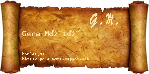 Gera Máté névjegykártya